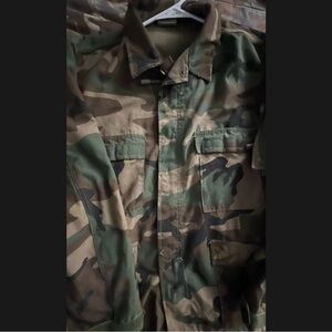 Vintage Military Long Sleeve Full Zip Collared Shirt Jacket Size Large